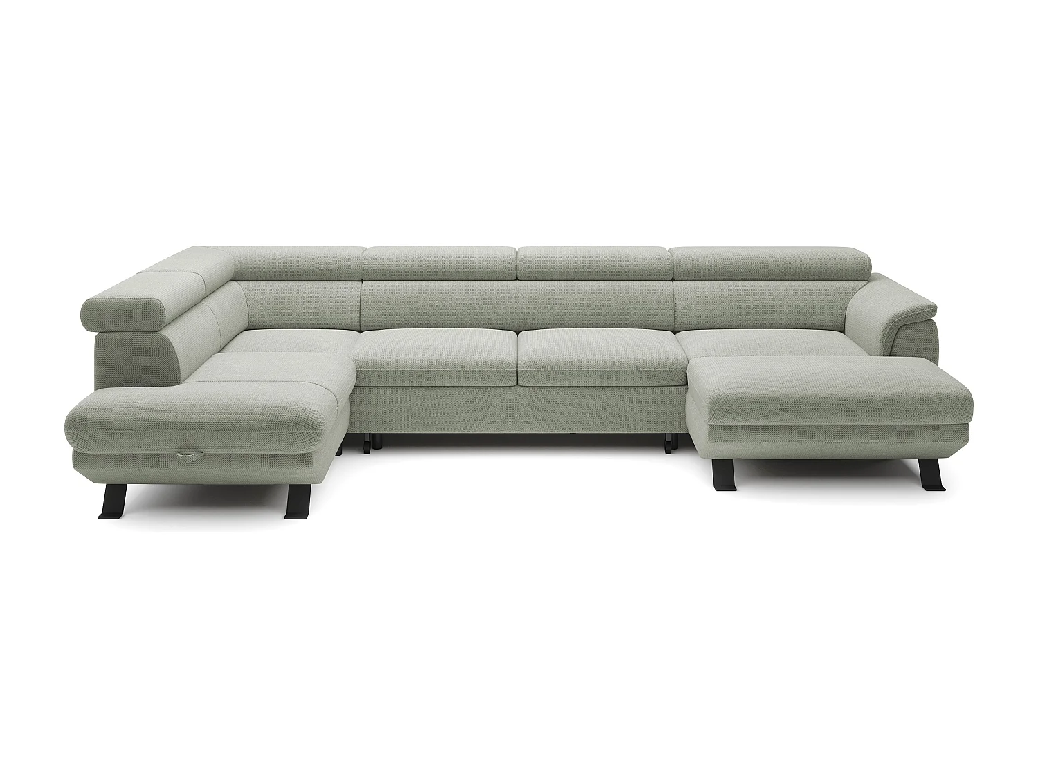 ECKSOFA RAVEN XL Eckcouch mit Schlaffunktion mit Ausziehbett, Verstellbaren Kopfstützen, Bettkasten, Großes Sofa 334x198x162cm Linke Seite Sand