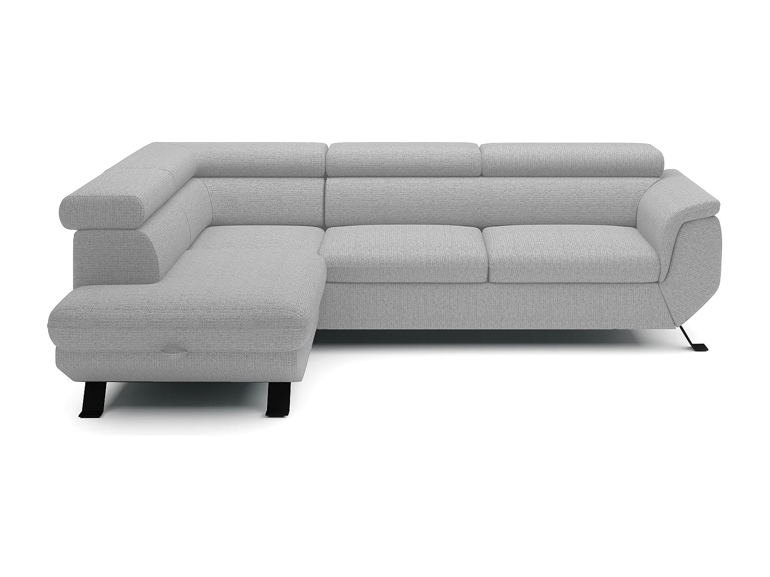 ECKSOFA RAVEN L mit Schlaffunktion und Bettkasten, Freistehend, Polstersofa mit Verstellbaren Kopfstützen, 257x198x96 cm, Linke Seite, Esche