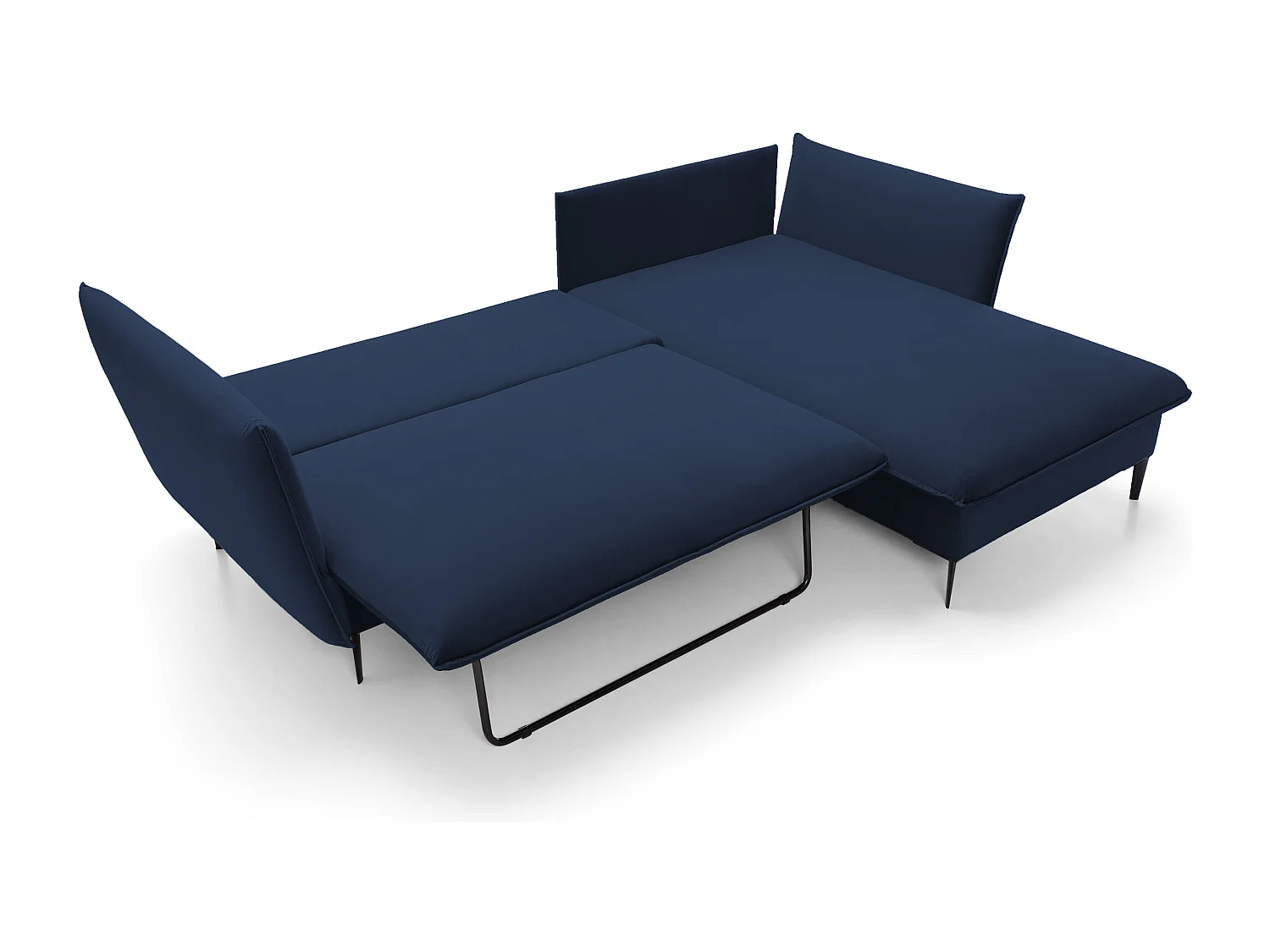 Canapé d'angle GLOSS convertible, ottomane & pieds dorés – canapé en velours style GLOSSour avec coussins déco, 258x167x91 cm, côté droit GRIS FONCÉ