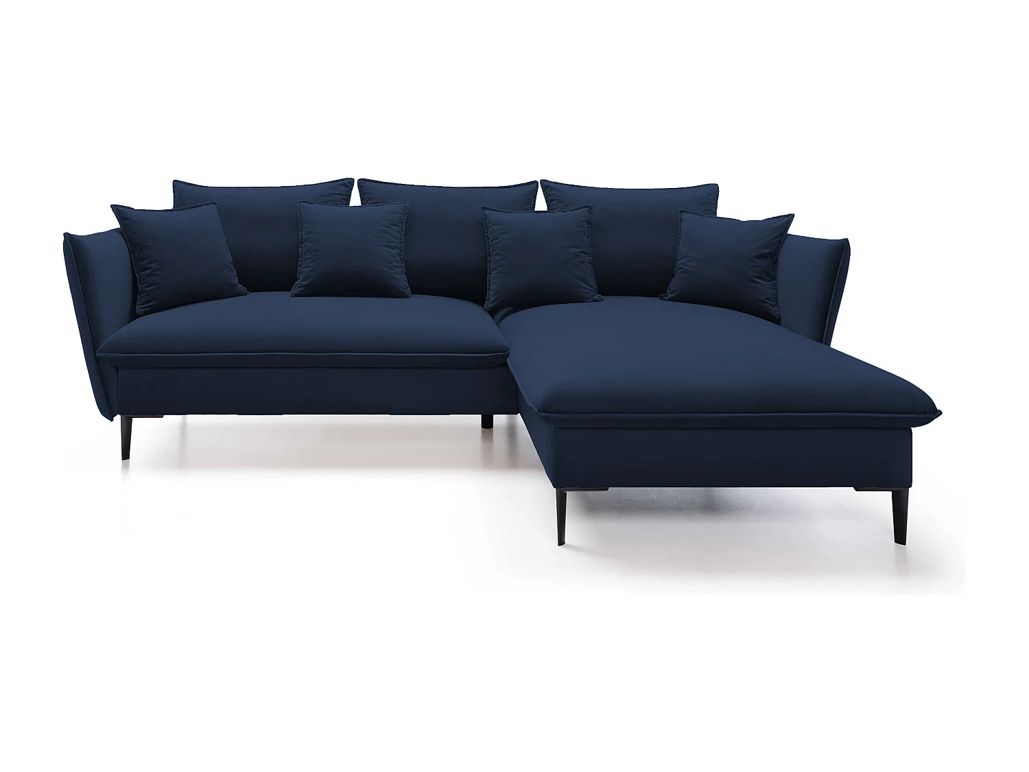 Canapé d'angle GLOSS convertible, ottomane & pieds dorés – canapé en velours style GLOSSour avec coussins déco, 258x167x91 cm, côté droit GRIS FONCÉ