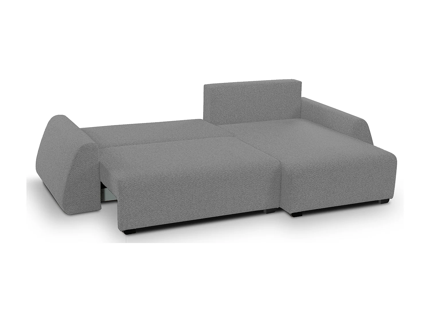 Canapé d'angle ALMI 160x275 cm, couchage, coffre, ressorts, assise confortable, côté droit, argenté