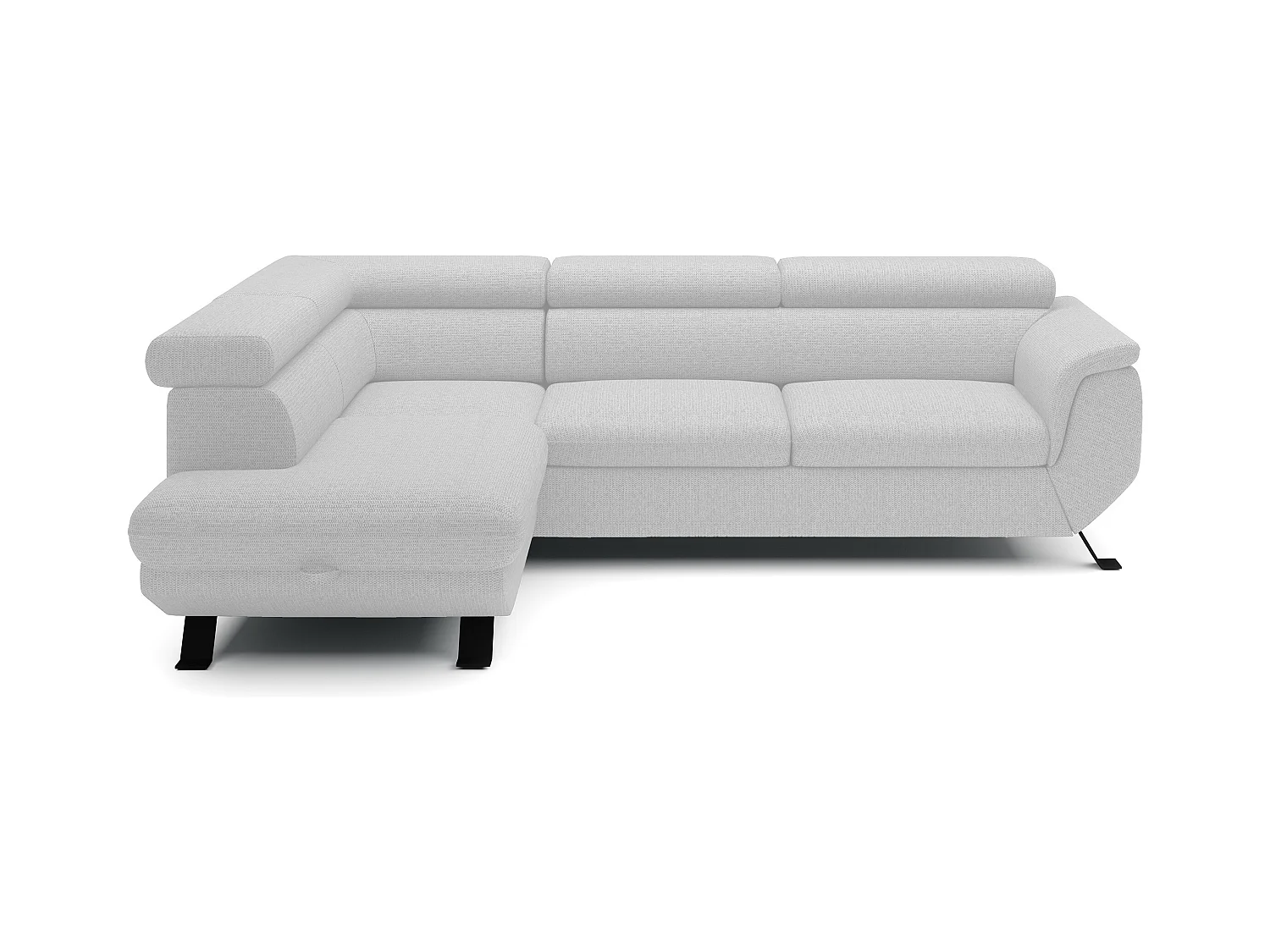 Canapé RAVEN L avec fonction de couchage, compartiment à literie, indépendant, rembourré avec têtières réglables 257x198x96 cm Côté gauche Blanc