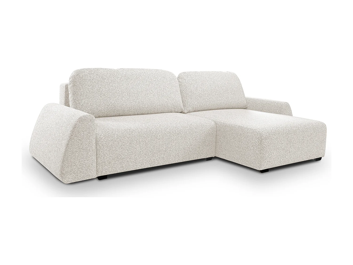 Canapé d'angle ALMI 160x275 cm, couchage, coffre, ressorts, assise confortable, côté droit, blanc