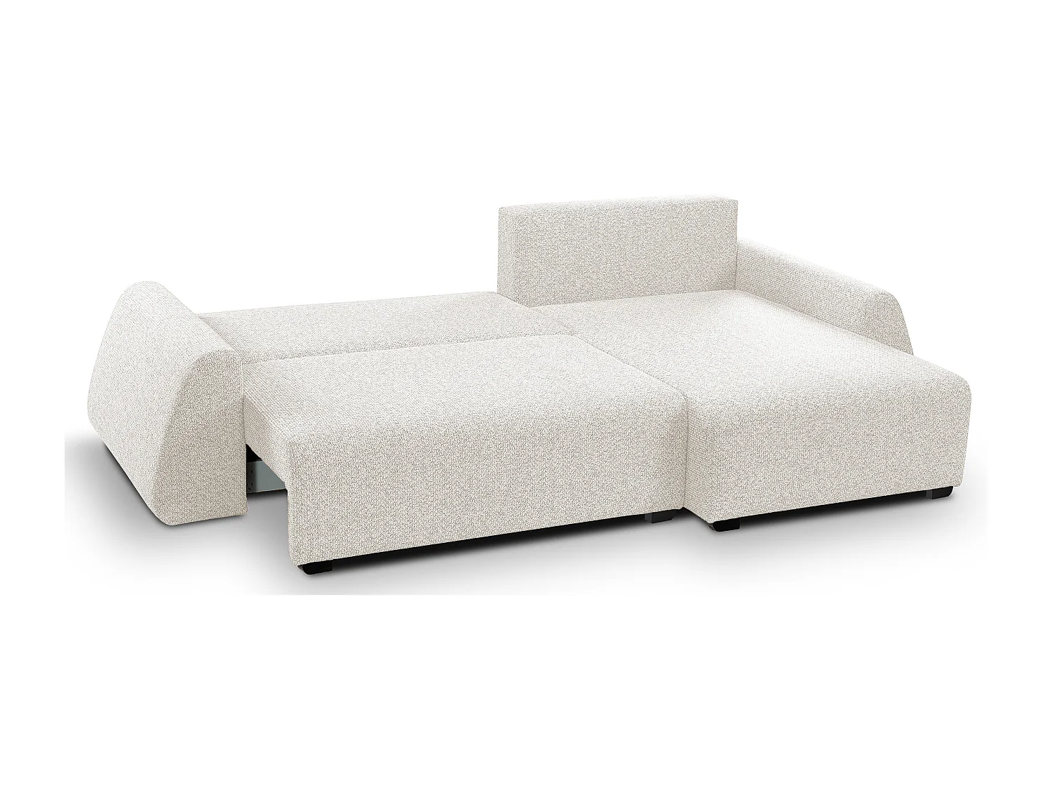 Canapé d'angle ALMI 160x275 cm, couchage, coffre, ressorts, assise confortable, côté droit, blanc