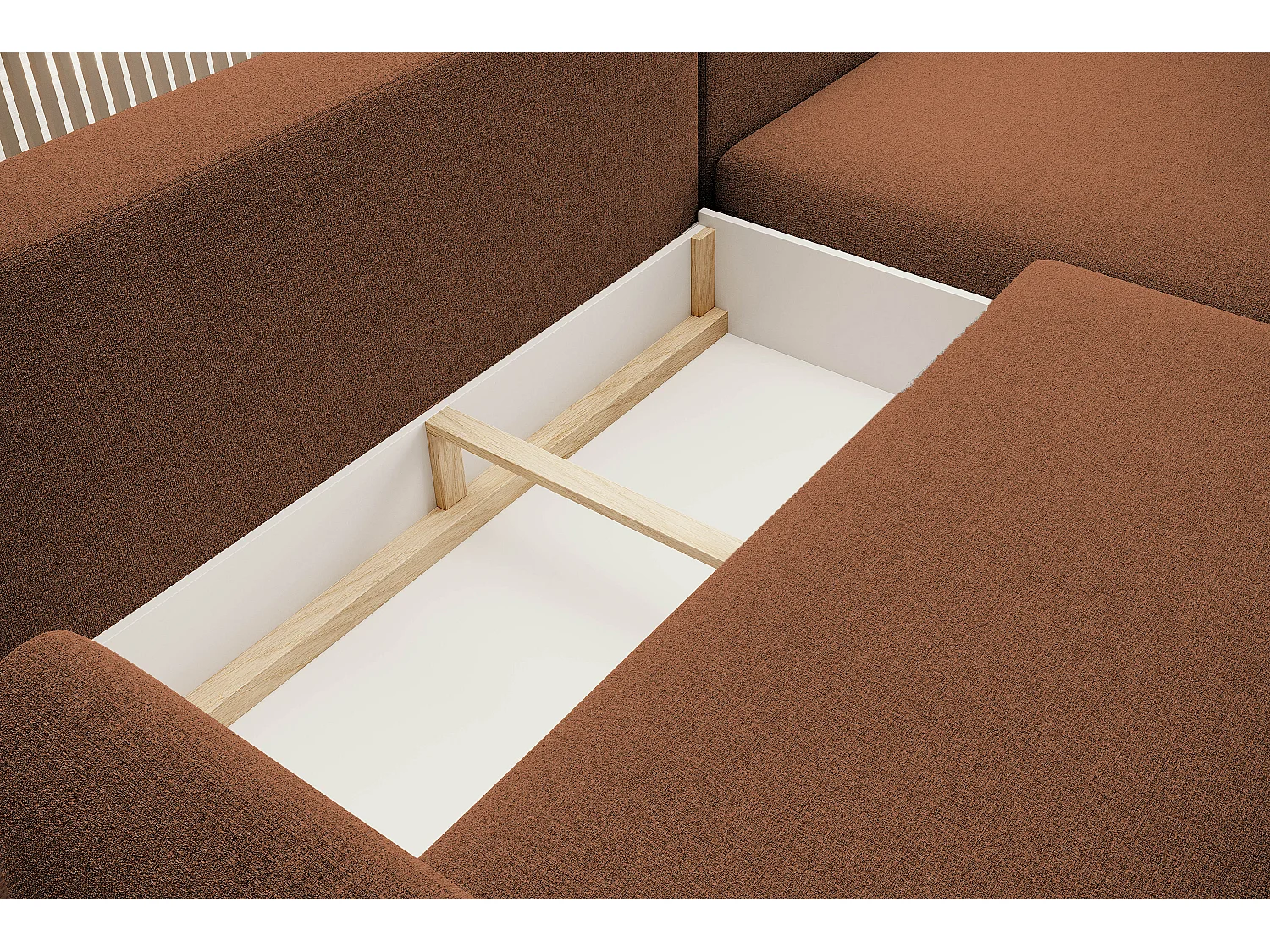 NAROŻNIK BONO Stylowa sofa z funkcją spania, Drewniane nóżki, Eleganckie podłokietniki, Głębokie siedzisko 226x164x88cm, Prawa strona Brązowy