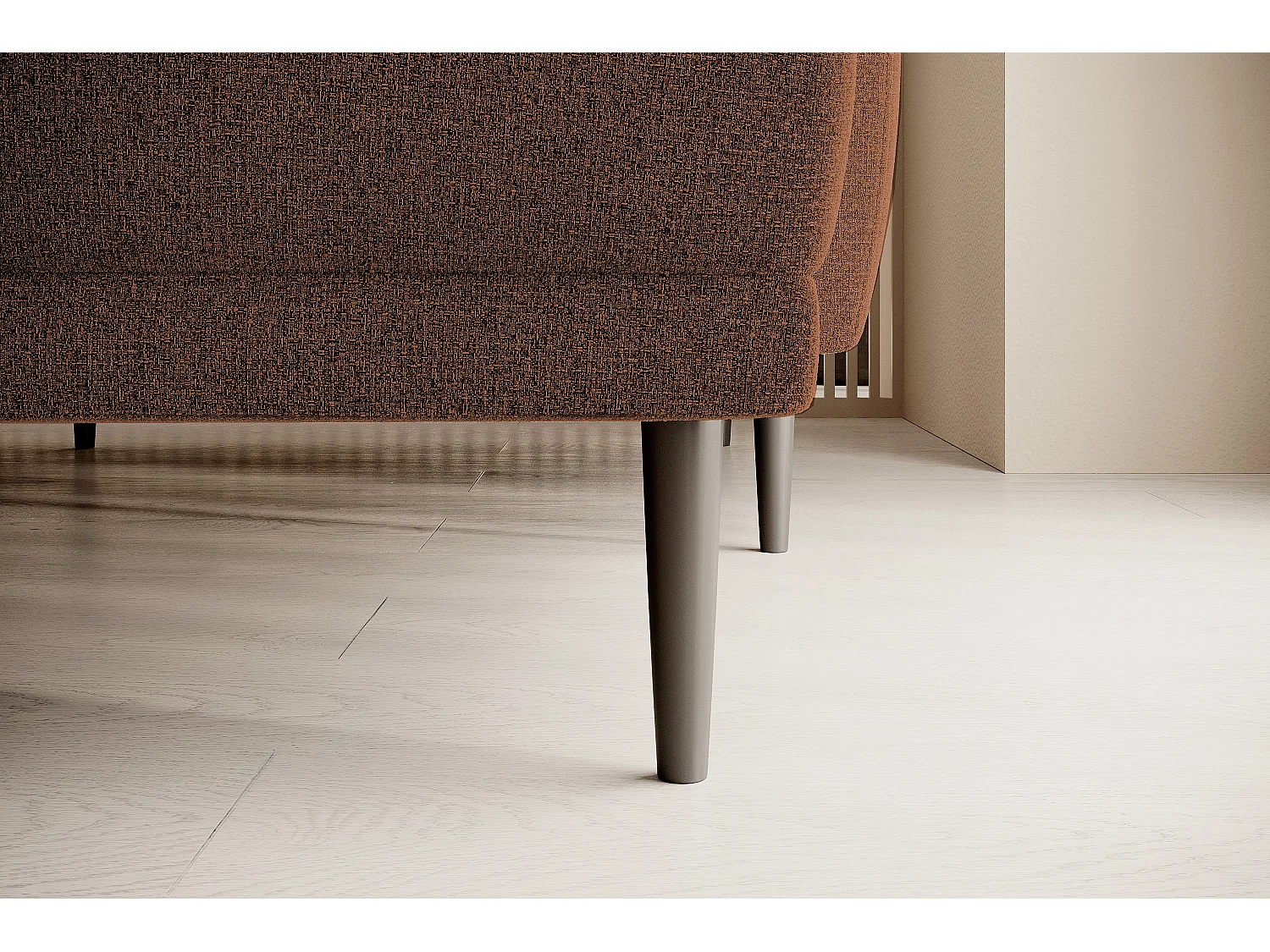 NAROŻNIK BONO Stylowa sofa z funkcją spania, Drewniane nóżki, Eleganckie podłokietniki, Głębokie siedzisko 226x164x88cm, Prawa strona Brązowy