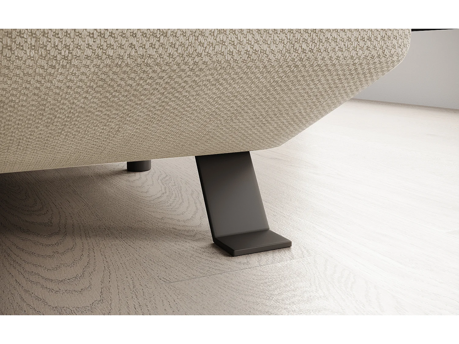 Canapé d'angle RAVEN XL convertible avec tiroir-lit, appuie-têtes réglables, coffre, 334x198x162cm, côté droit Perle