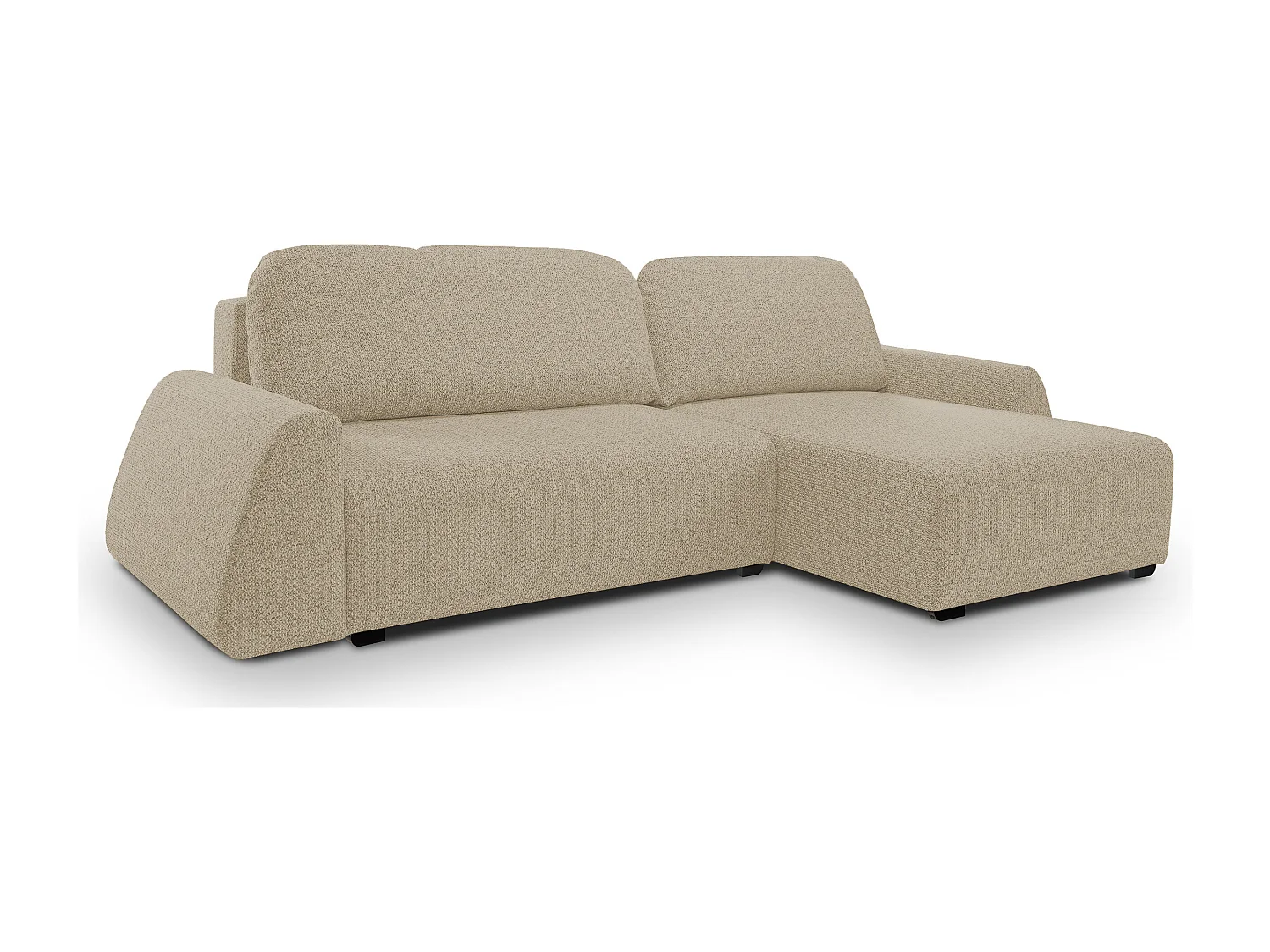 Moderner Ecksofa ALMI mit Schlaffunktion Bettkasten Wellenfedern Komfortable Sitzpolsterung Elegantes Design Rechte Seite 160x275cm Cappucino