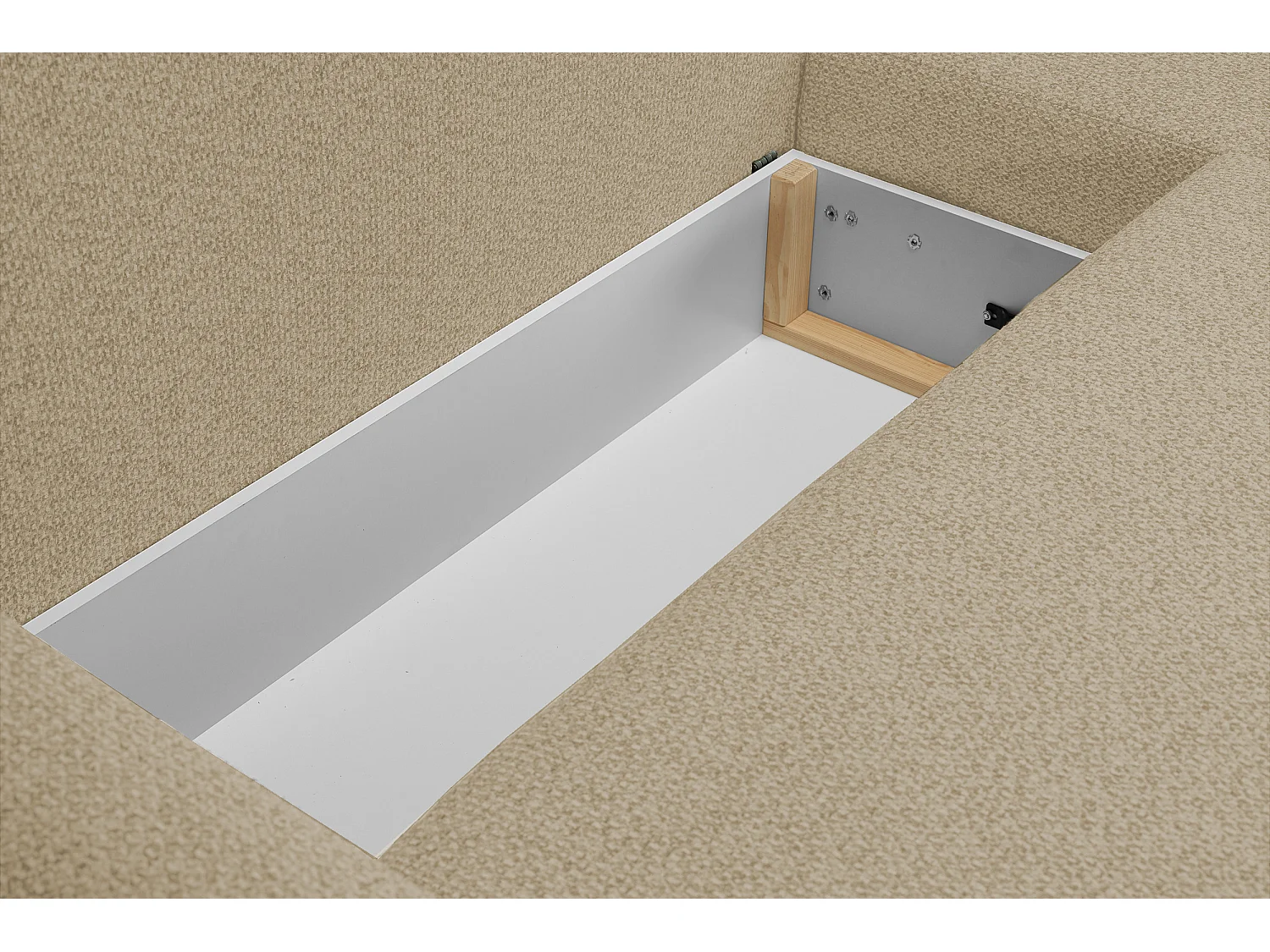 Canapé d'angle ALMI 160x275 cm, couchage, coffre, ressorts, assise confortable, côté droit, cappuccino