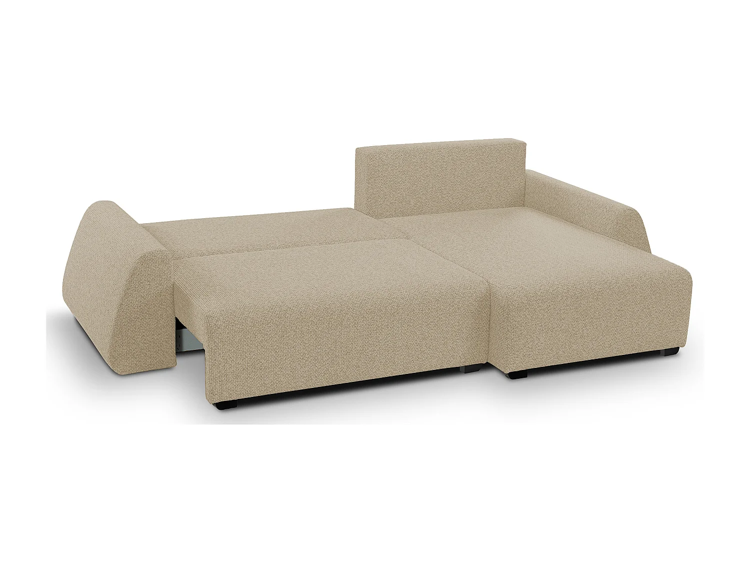 Canapé d'angle ALMI 160x275 cm, couchage, coffre, ressorts, assise confortable, côté droit, cappuccino