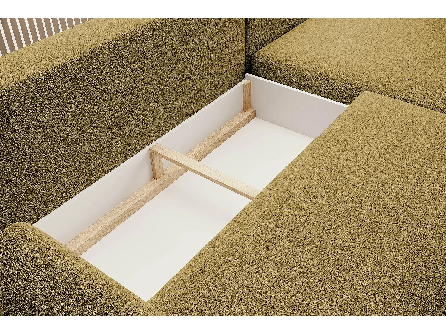 CANAPE BONO Canapé élégant avec fonction sommeil, Pieds en bois robustes, Accoudoirs élégants, Assise profonde 226x164x88cm, Côté gauche Platine