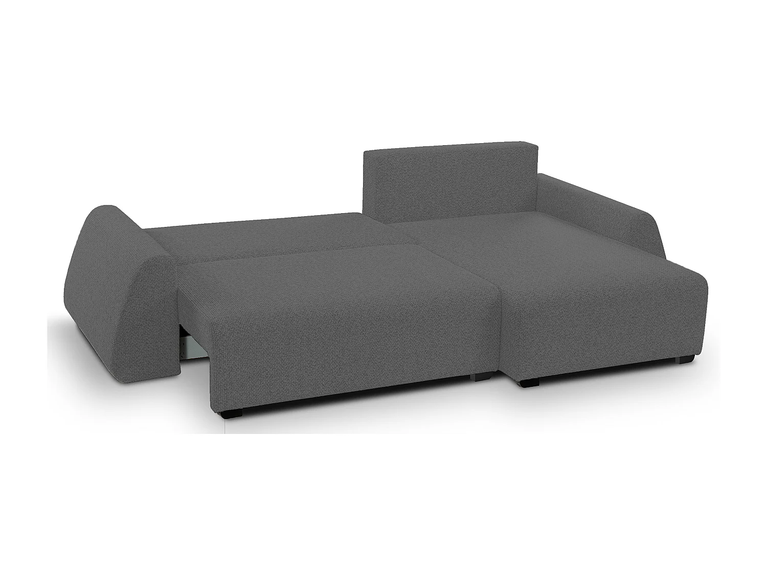 Canapé d'angle ALMI 160x275 cm, couchage, coffre, ressorts, assise confortable, côté droit, gris