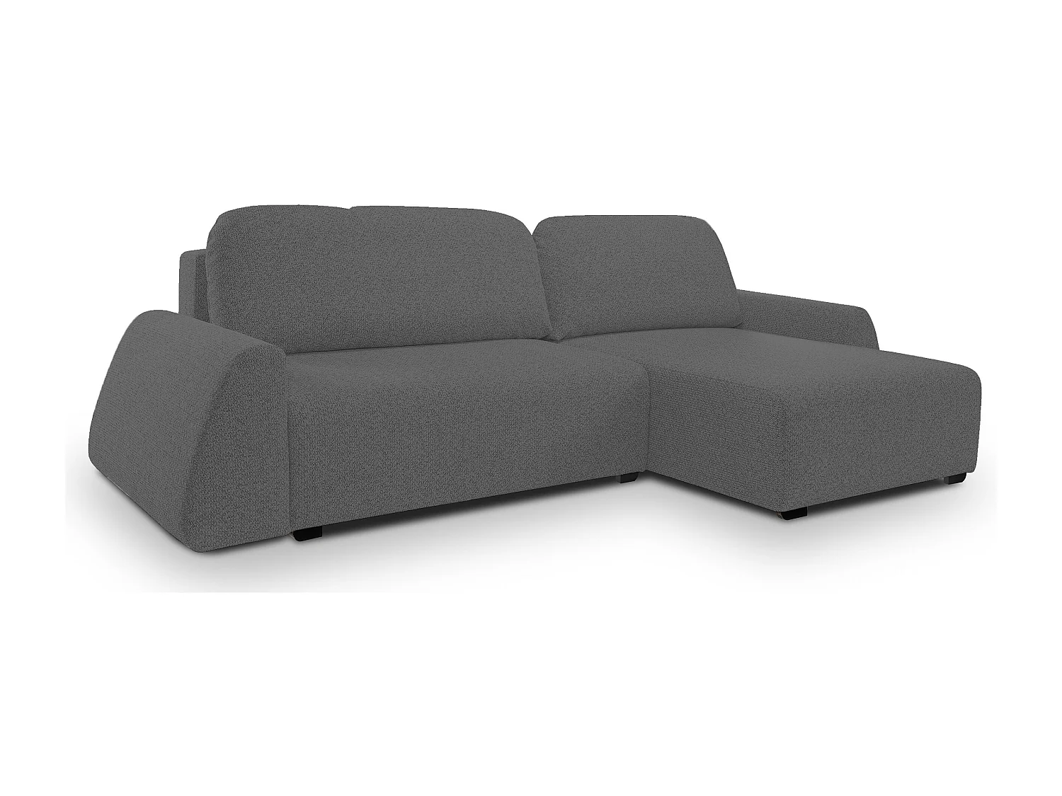 Canapé d'angle ALMI 160x275 cm, couchage, coffre, ressorts, assise confortable, côté droit, gris