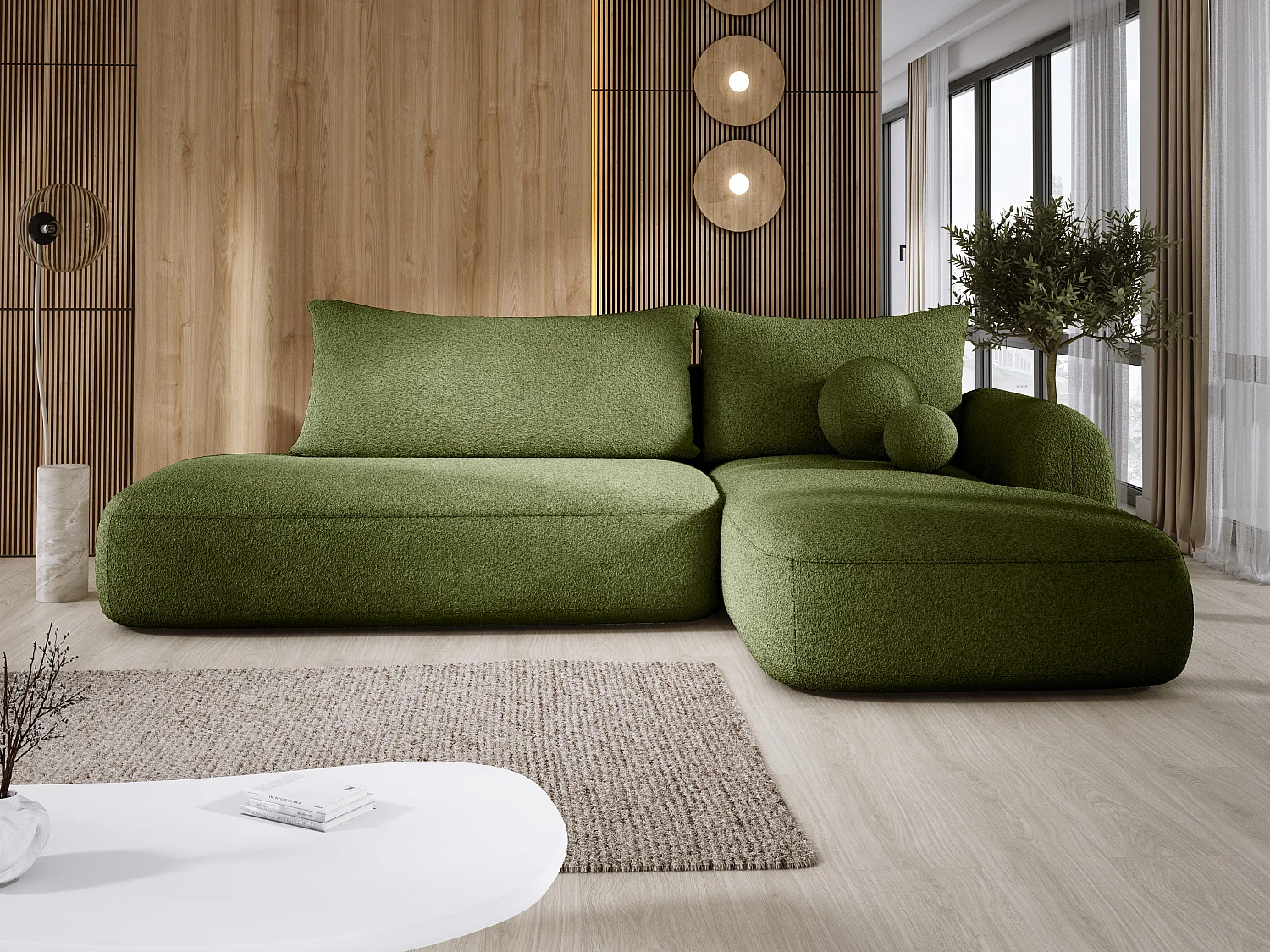 Canapé d'angle BABU avec lit – Sofa convertible moderne NOW OR NEVER, 300x105x60cm, côté droit, ORANGE