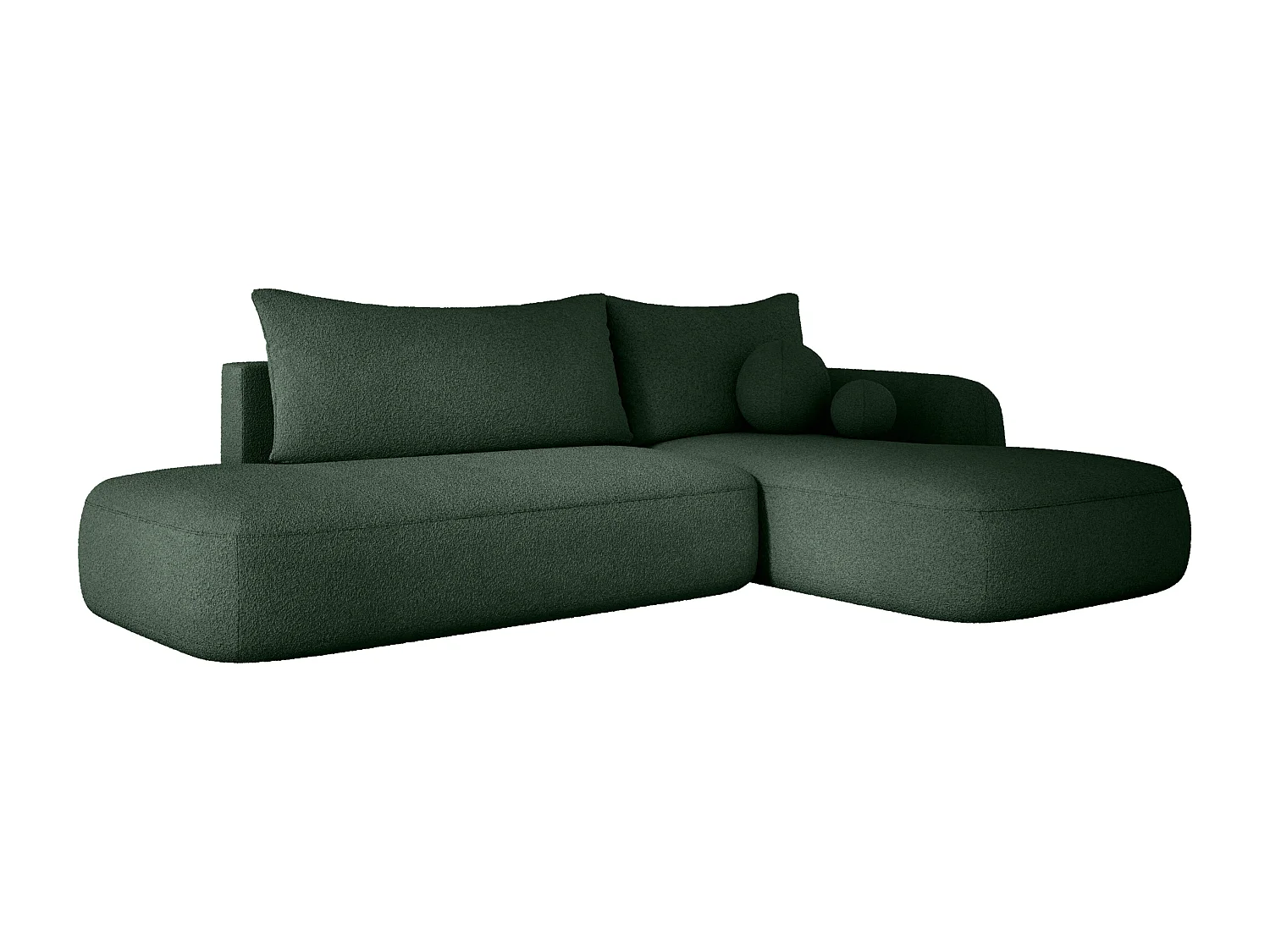 Canapé d'angle BABU avec lit – Sofa convertible moderne NOW OR NEVER, 300x105x60cm, côté droit, VERT