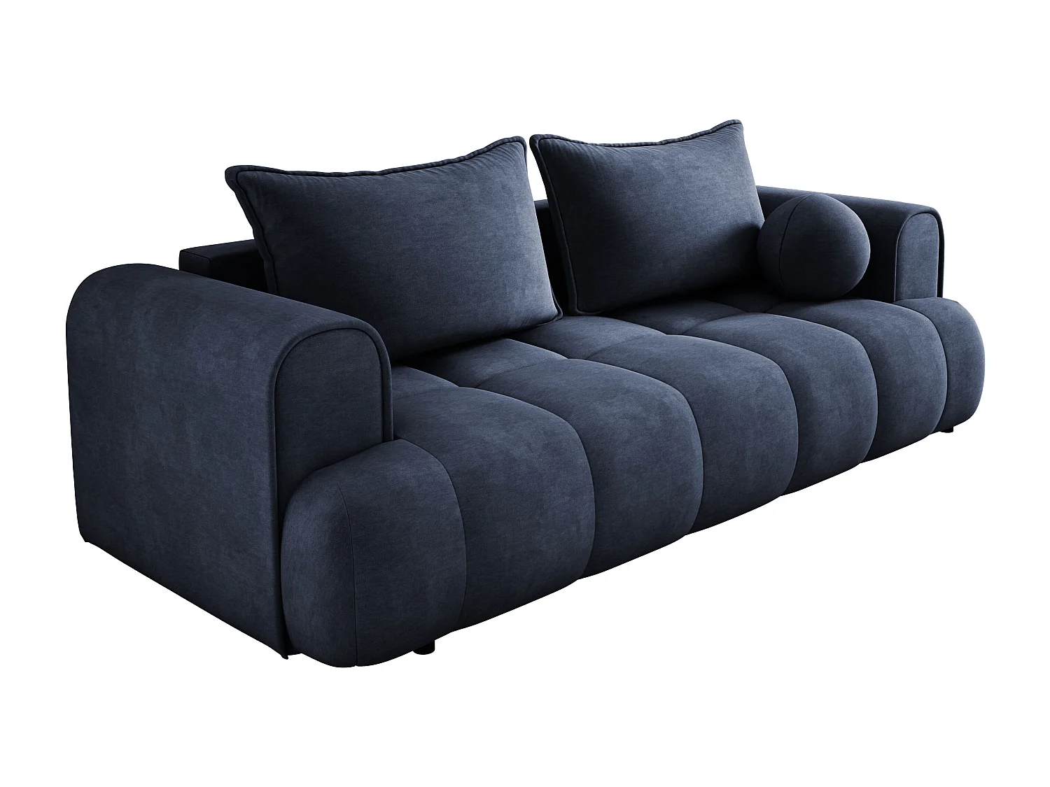 Sofa COCO Schlafsofa mit Bettfunktion, CLOUD Stoff, 2-Sitzer, freistehend, 250x105x90cm, Farbe: Dunkelblau