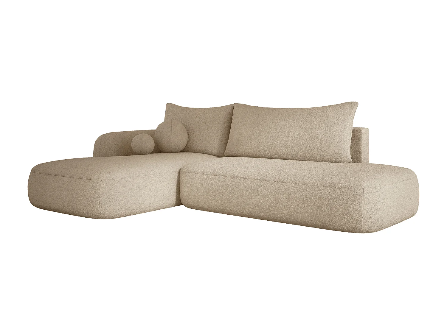 Canapé d'angle BABU avec lit – Sofa convertible moderne NOW OR NEVER, 300x105x60cm, côté gauche, BEIGE