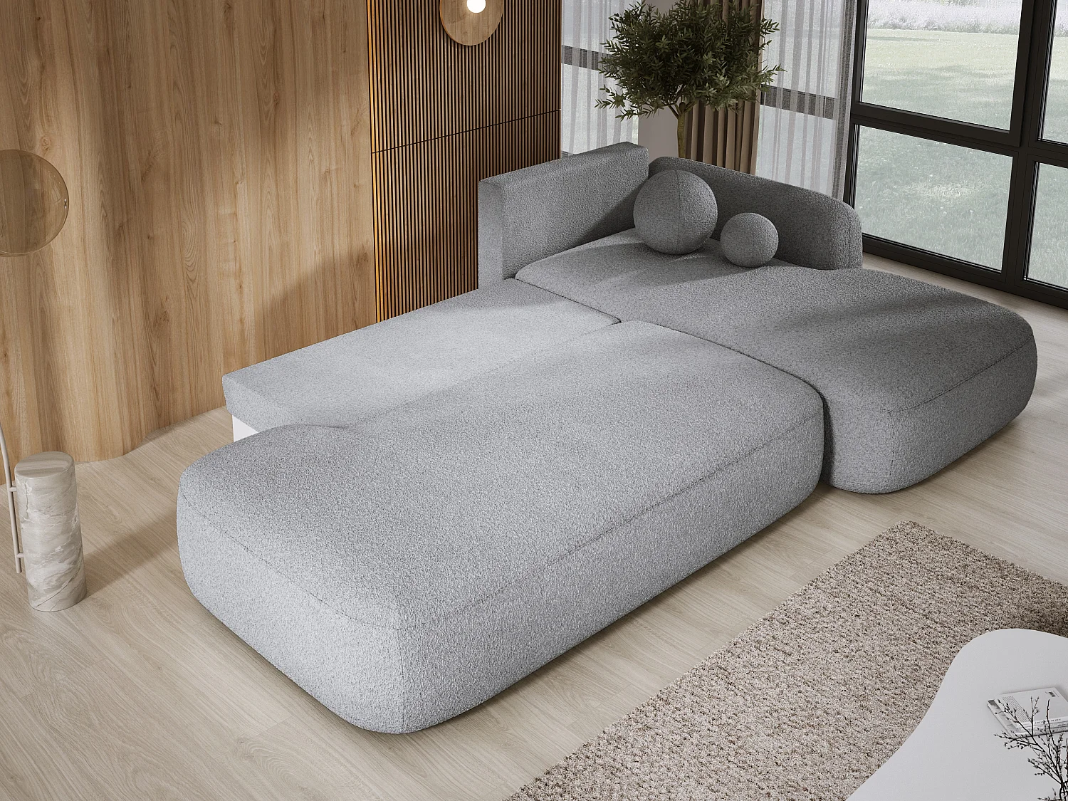 Canapé d'angle BABU avec lit – Sofa convertible moderne NOW OR NEVER, 300x105x60cm, côté droit, GRAPHITE