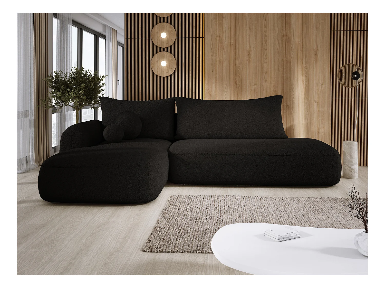 Canapé d'angle BABU avec lit – Sofa convertible moderne NOW OR NEVER, 300x105x60cm, côté gauche, BEIGE