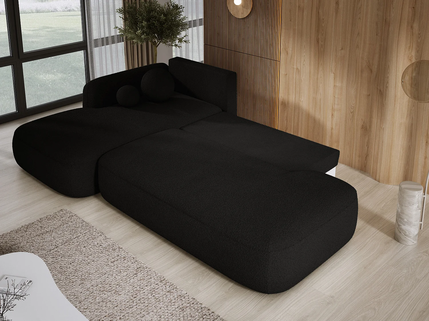 Canapé d'angle BABU avec lit – Sofa convertible moderne NOW OR NEVER, 300x105x60cm, côté gauche, BEIGE