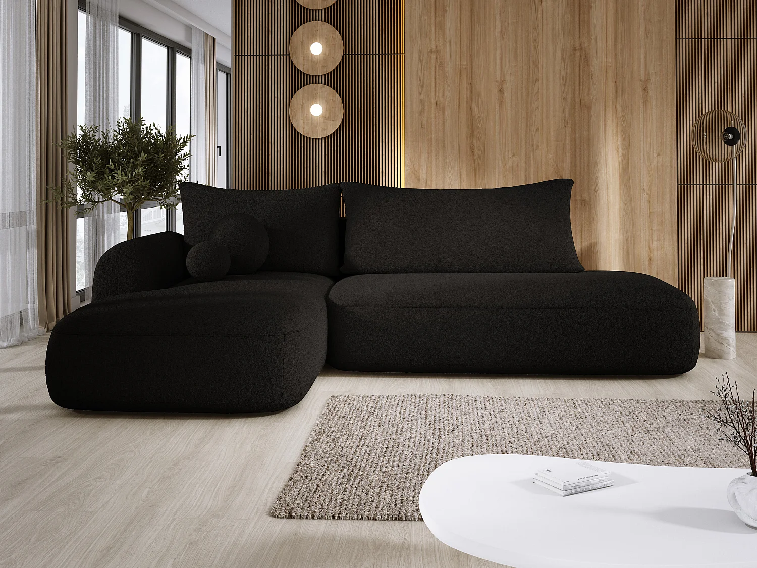 Canapé d'angle BABU avec lit – Sofa convertible moderne NOW OR NEVER, 300x105x60cm, côté gauche, BEIGE