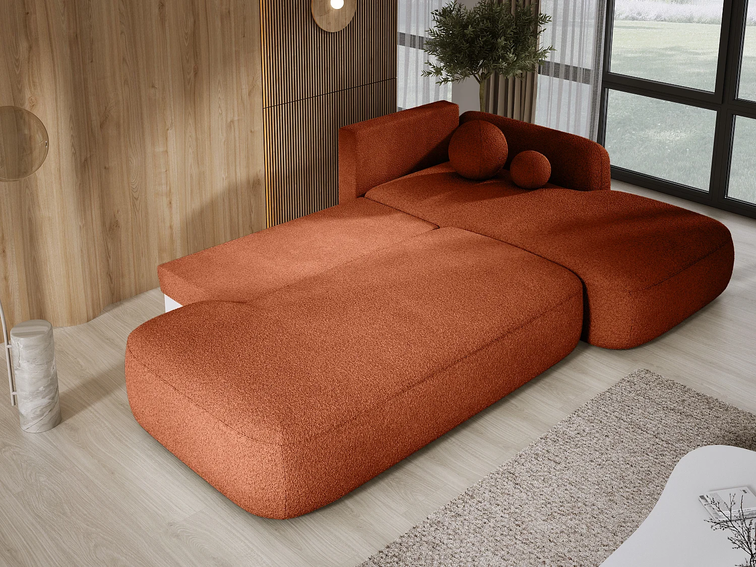 Ecksofa BABU Mit Bettfunktion – Moderne Polsterecke Für Wohnzimmer Funktionales Schlafsofa Im Stoff NOW OR NEVER, 300x105x60cm, Rechte Seite, GRÜN