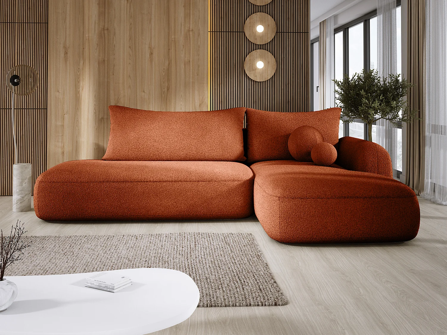 Canapé d'angle BABU avec lit – Sofa convertible moderne NOW OR NEVER, 300x105x60cm, côté droit, VERT