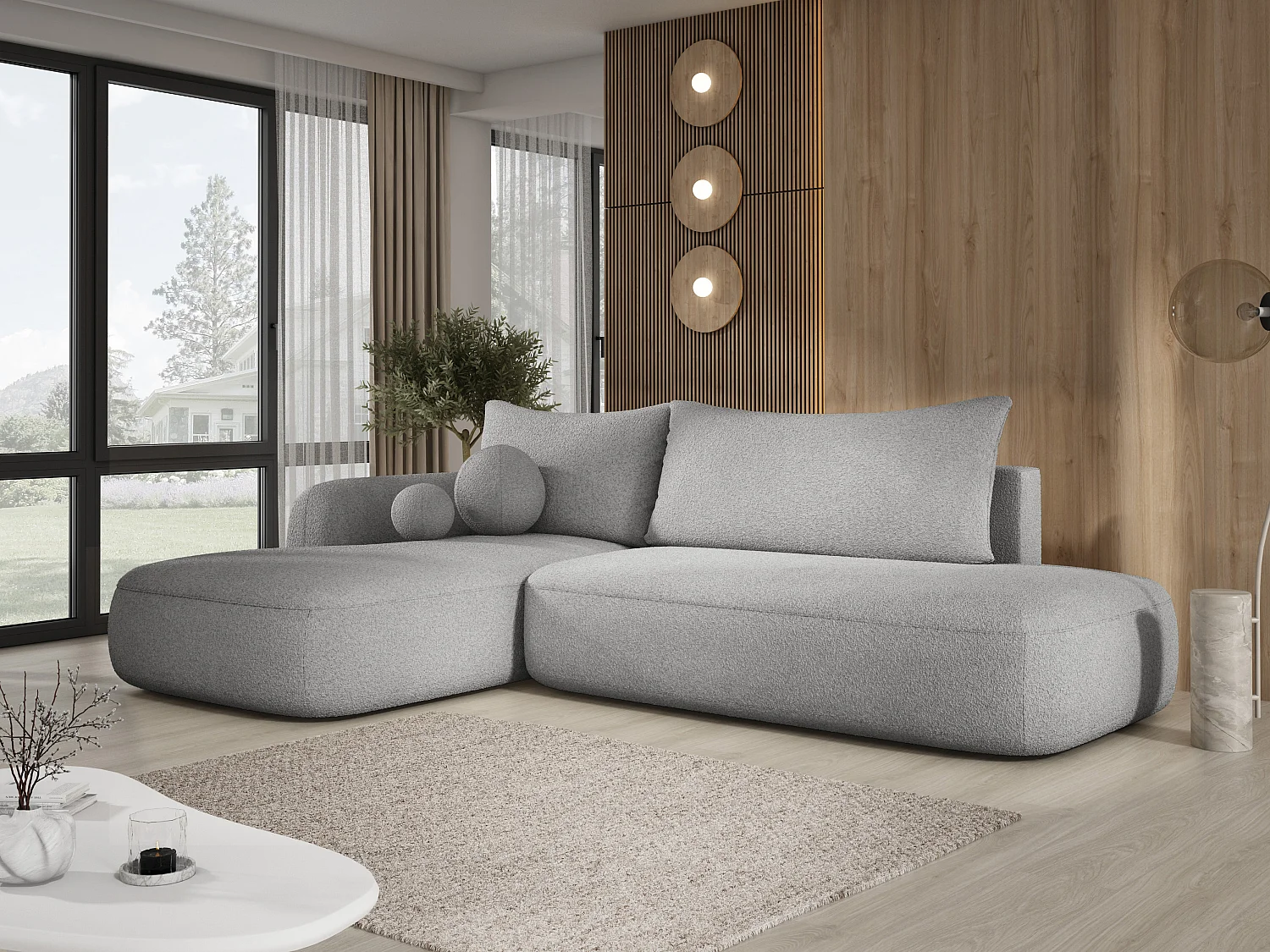 Canapé d'angle BABU avec lit – Sofa convertible moderne NOW OR NEVER, 300x105x60cm, côté gauche, GRAPHITE