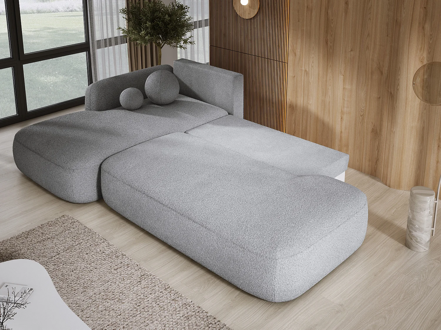 Canapé d'angle BABU avec lit – Sofa convertible moderne NOW OR NEVER, 300x105x60cm, côté gauche, GRAPHITE