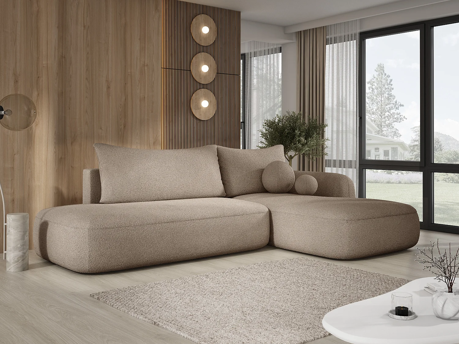 Canapé d'angle BABU avec lit – Sofa convertible moderne NOW OR NEVER, 300x105x60cm, côté droit, VERT