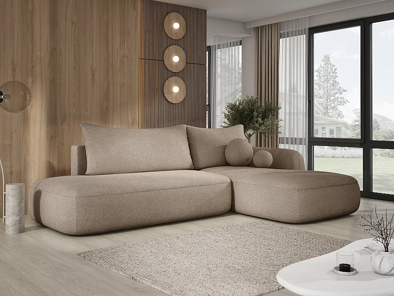 Canapé d'angle BABU avec lit – Sofa convertible moderne NOW OR NEVER, 300x105x60cm, côté droit, VERT