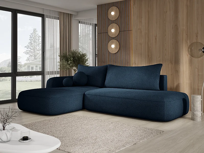Narożnik BABU z funkcją spania – nowoczesna sofa do salonu, materiał NOW OR NEVER, 300x105x60 cm, lewa strona, SZARY