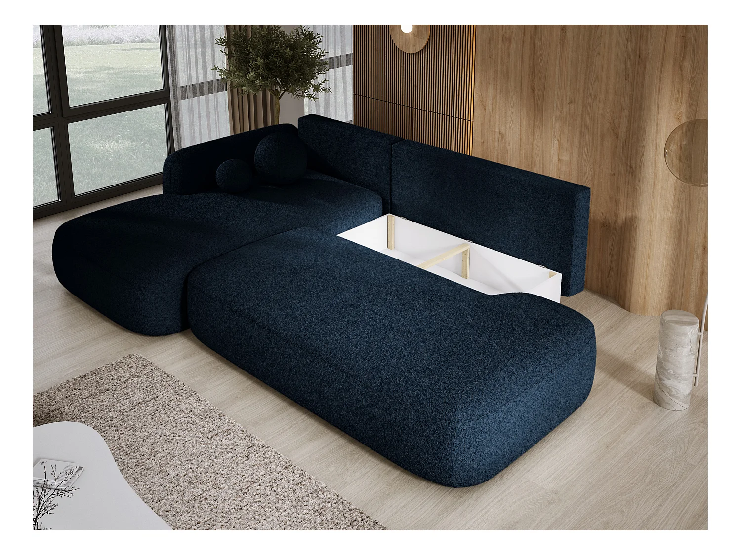 Canapé d'angle BABU avec lit – Sofa convertible moderne NOW OR NEVER, 300x105x60cm, côté gauche, GRIS