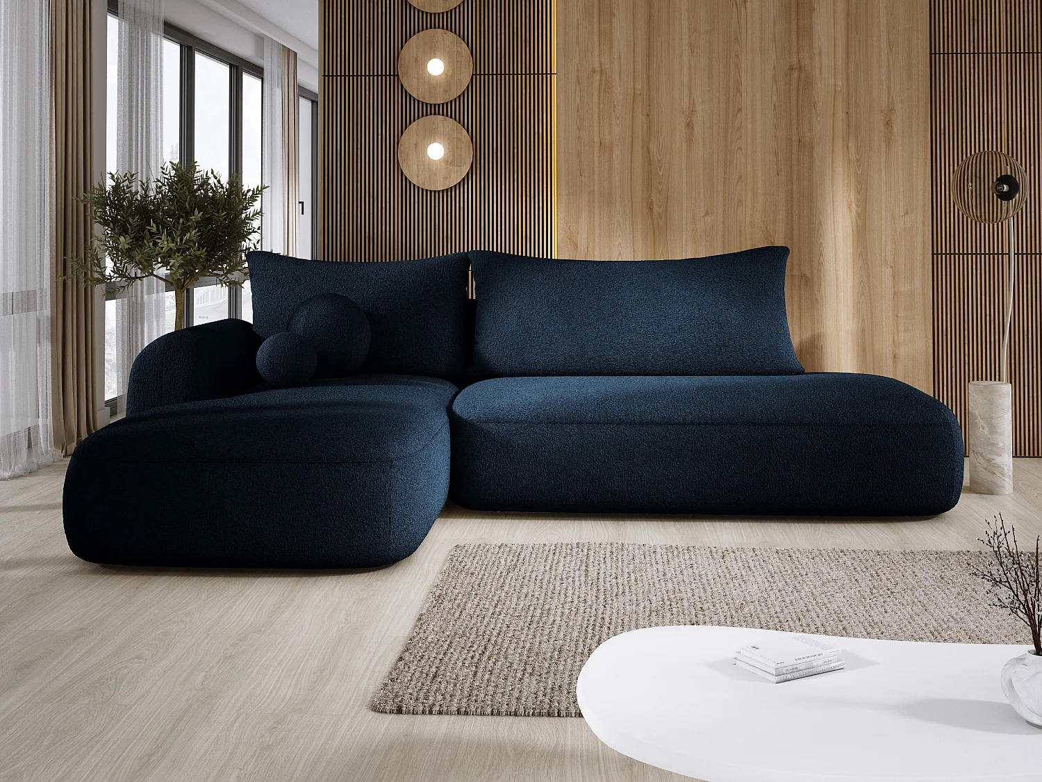 Canapé d'angle BABU avec lit – Sofa convertible moderne NOW OR NEVER, 300x105x60cm, côté gauche, GRIS