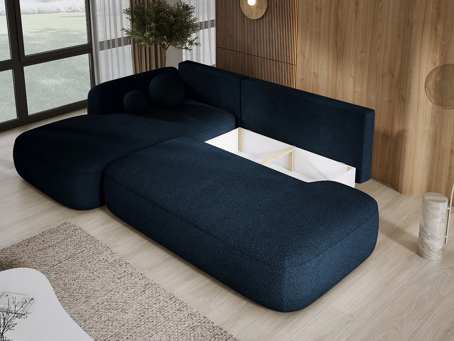 Canapé d'angle BABU avec lit – Sofa convertible moderne NOW OR NEVER, 300x105x60cm, côté gauche, GRIS