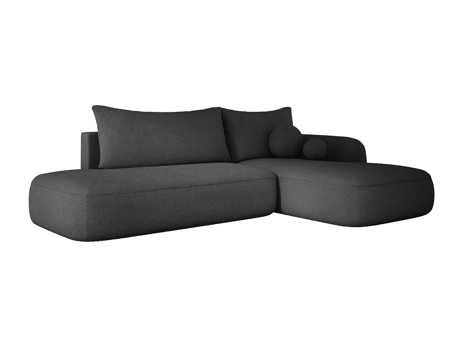 Canapé d'angle BABU avec lit – Sofa convertible moderne NOW OR NEVER, 300x105x60cm, côté droit, NOIR