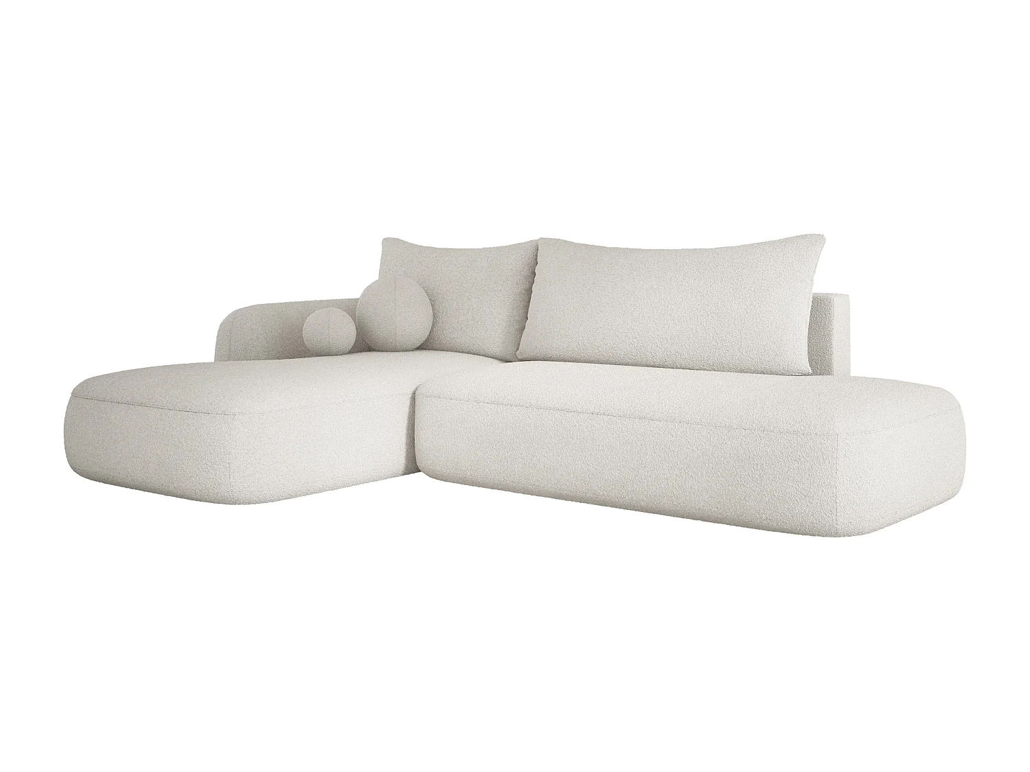 Canapé d'angle BABU avec lit – Sofa convertible moderne NOW OR NEVER, 300x105x60cm, côté gauche, BLANC