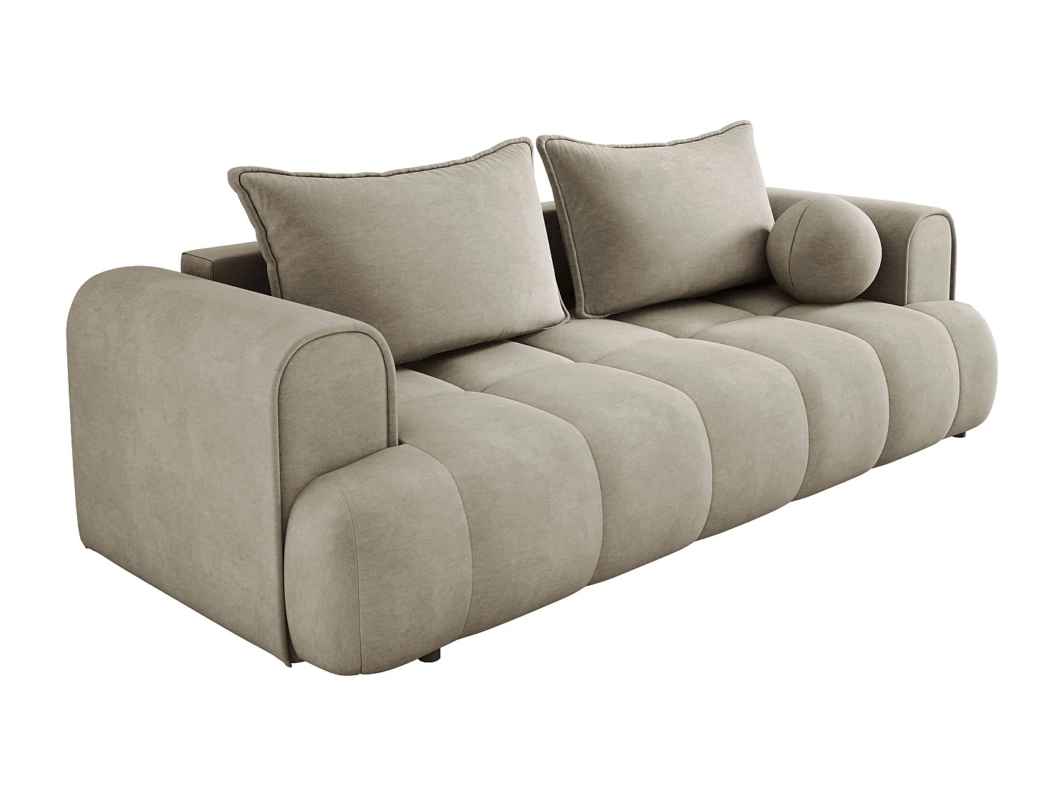Sofa COCO convertible avec couchage, tissu CLOUD, 2 places, autoportant, 205x105x97 cm, couleur : Beige