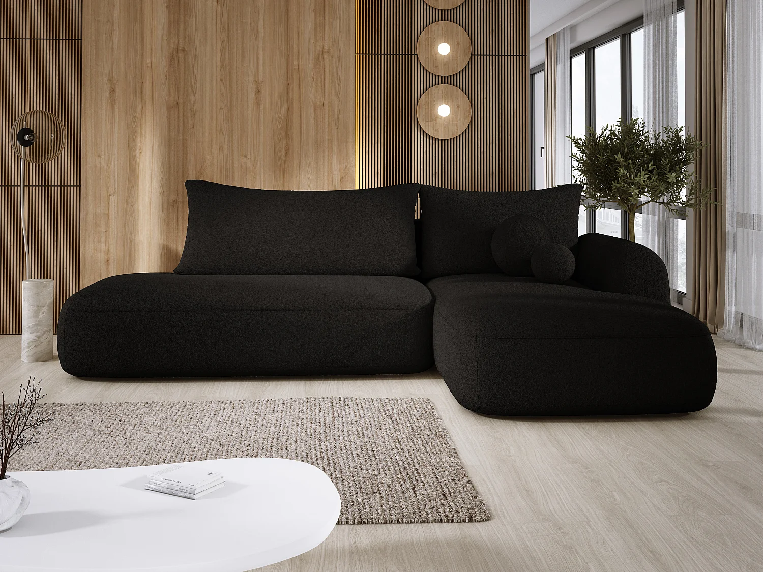 Ecksofa BABU Mit Bettfunktion – Moderne Polsterecke Für Wohnzimmer Funktionales Schlafsofa Im Stoff NOW OR NEVER, 300x105x60cm, Rechte Seite, BEIGE