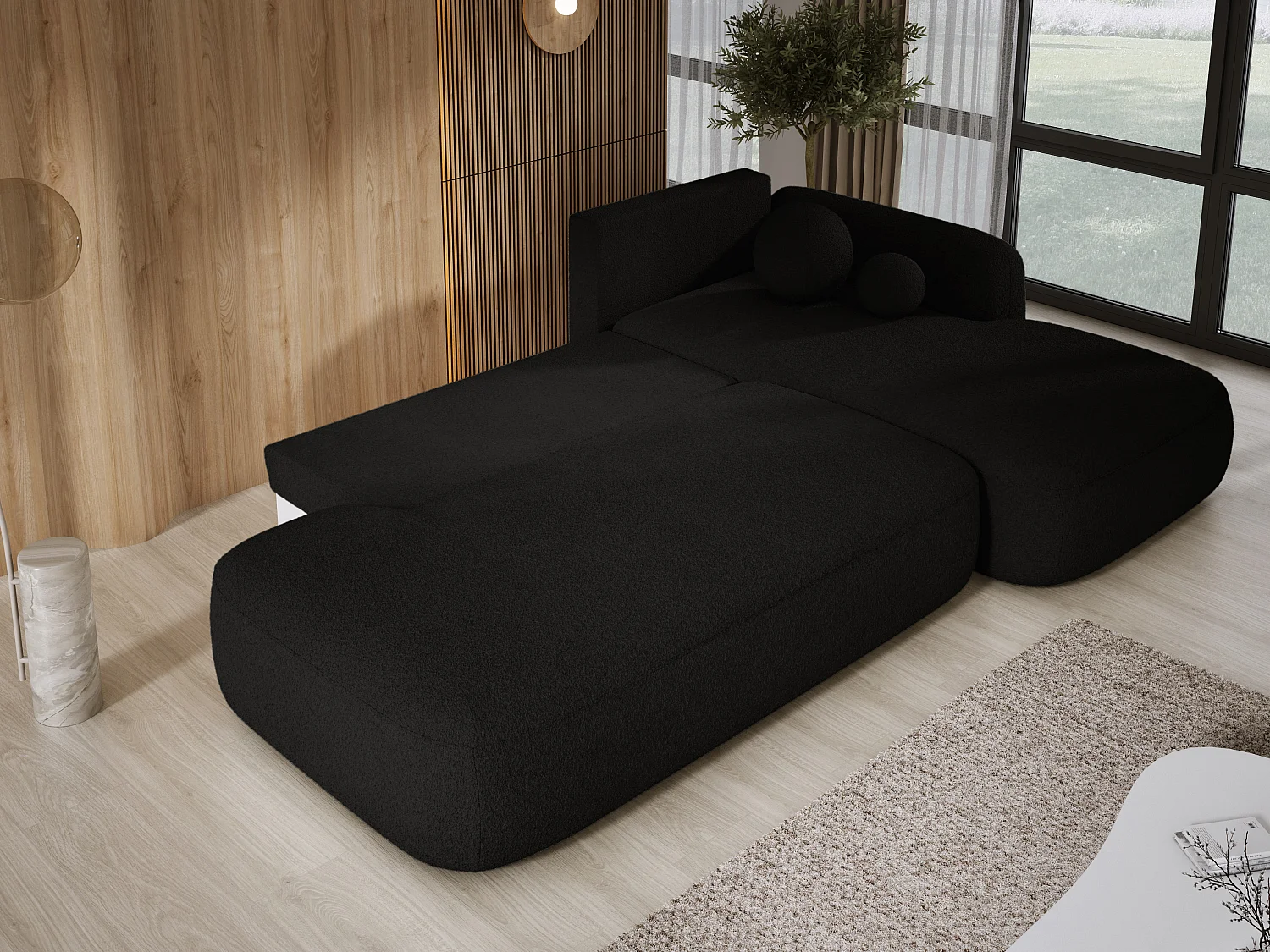 Ecksofa BABU Mit Bettfunktion – Moderne Polsterecke Für Wohnzimmer Funktionales Schlafsofa Im Stoff NOW OR NEVER, 300x105x60cm, Rechte Seite, BEIGE