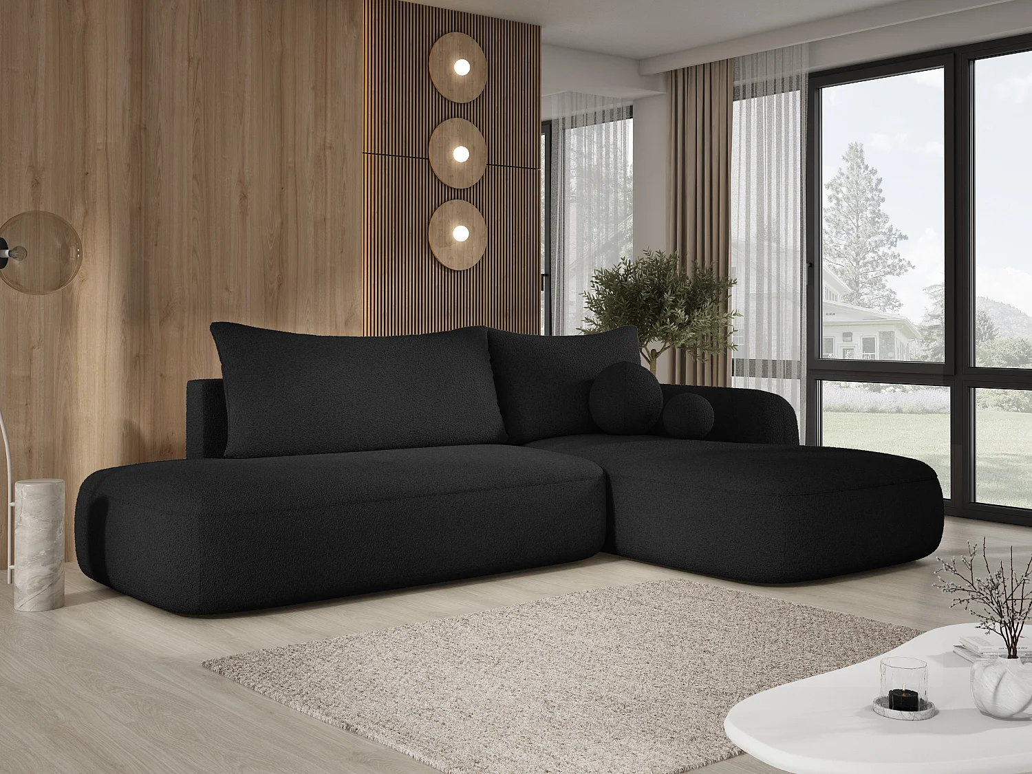 Canapé d'angle BABU avec lit – Sofa convertible moderne NOW OR NEVER, 300x105x60cm, côté droit, BEIGE