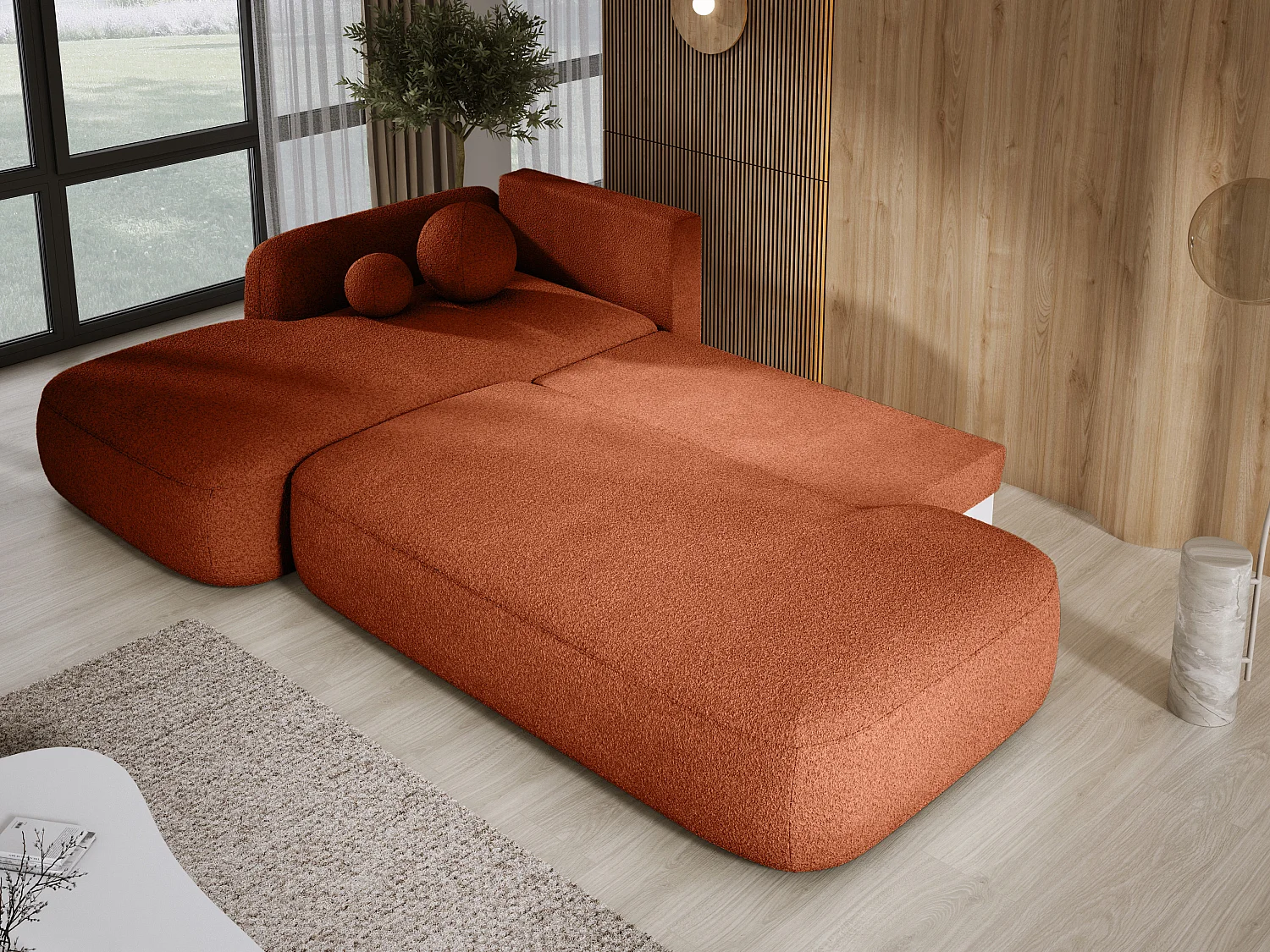 Canapé d'angle BABU avec lit – Sofa convertible moderne NOW OR NEVER, 300x105x60cm, côté gauche, VERT