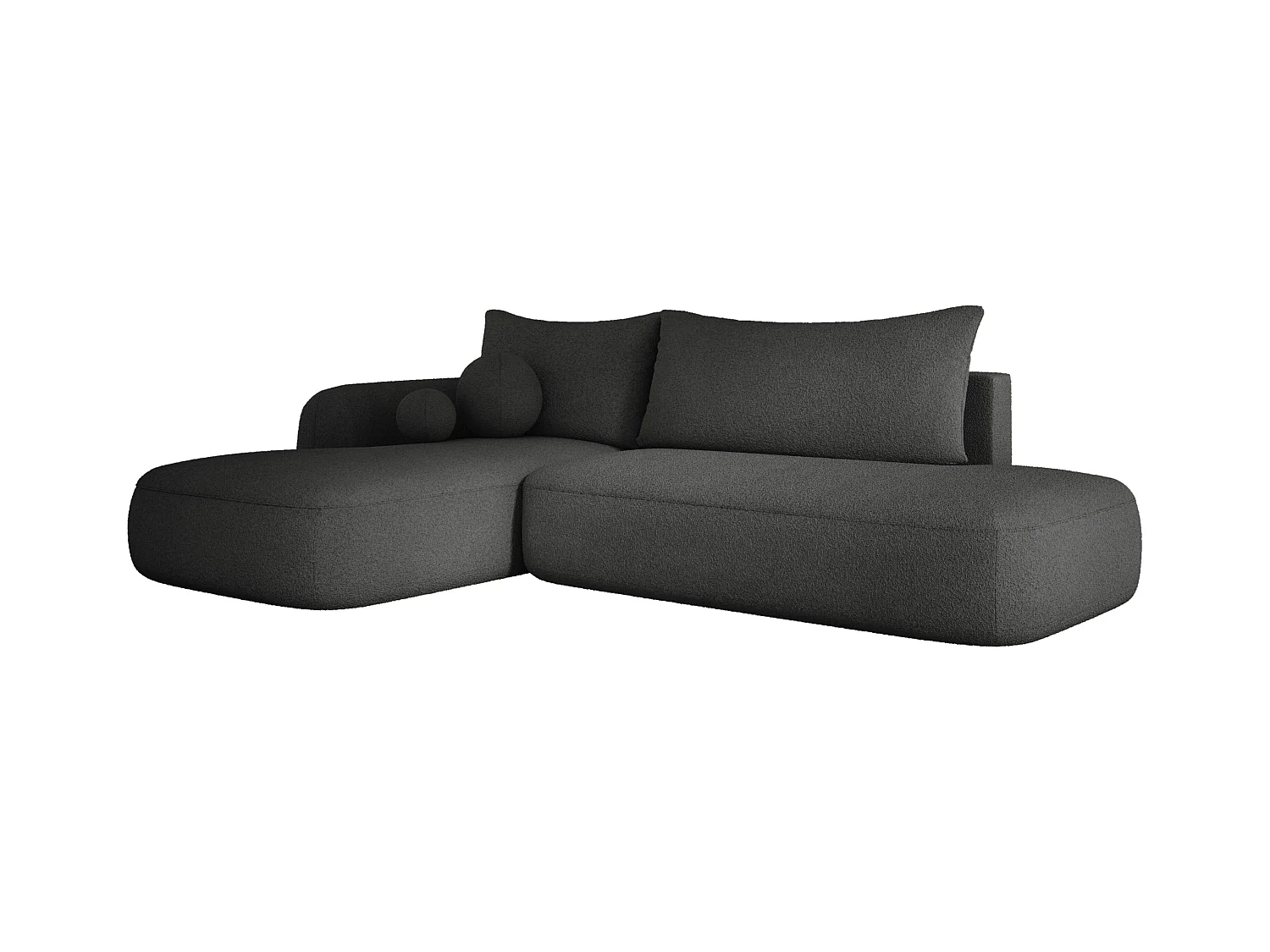Canapé d'angle BABU avec lit – Sofa convertible moderne NOW OR NEVER, 300x105x60cm, côté gauche, NOIR