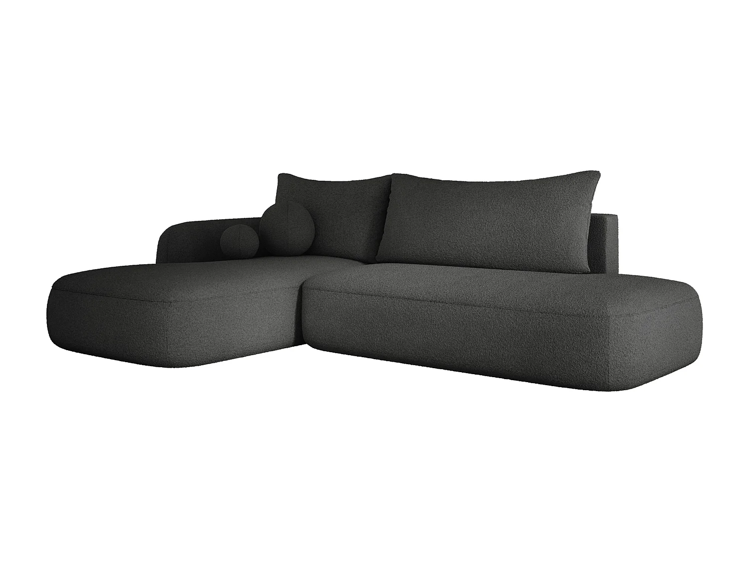 Canapé d'angle BABU avec lit – Sofa convertible moderne NOW OR NEVER, 300x105x60cm, côté gauche, NOIR