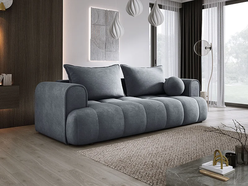 Sofa COCO Slaapbank met bedfunctie, CLOUD stof, 2-zits, vrijstaand, Afmeting: 250x105x90cm Kleur: Donkergrijs