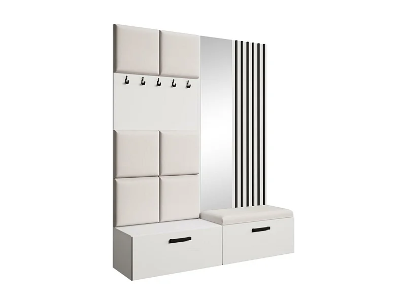 GARDEROBE Margaret I+II 162/203/43 avec panneaux/lames/miroir rembourrés