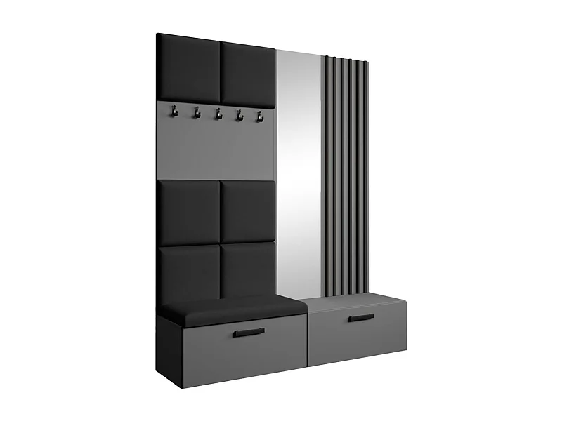 GARDEROBE Margaret I+II 162/203/43 avec panneaux/lames/miroir rembourrés