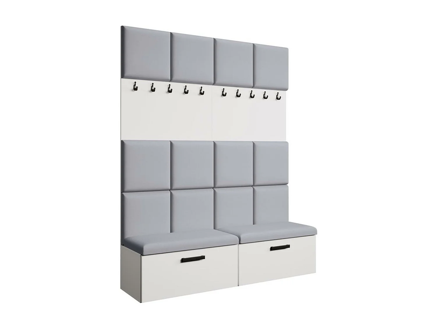 GARDEROBE Margaret I+I 162/203/43 avec panneaux rembourrés et armoire à chaussures