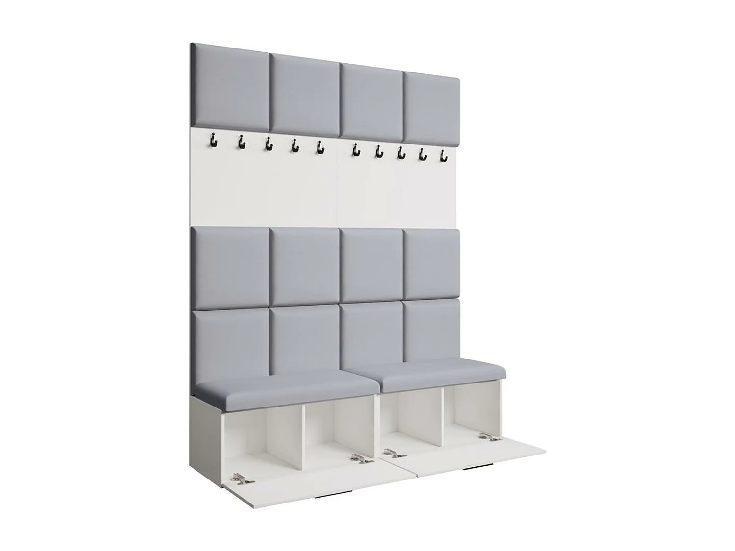 GARDEROBE Margaret I+I 162/203/43 avec panneaux rembourrés et armoire à chaussures