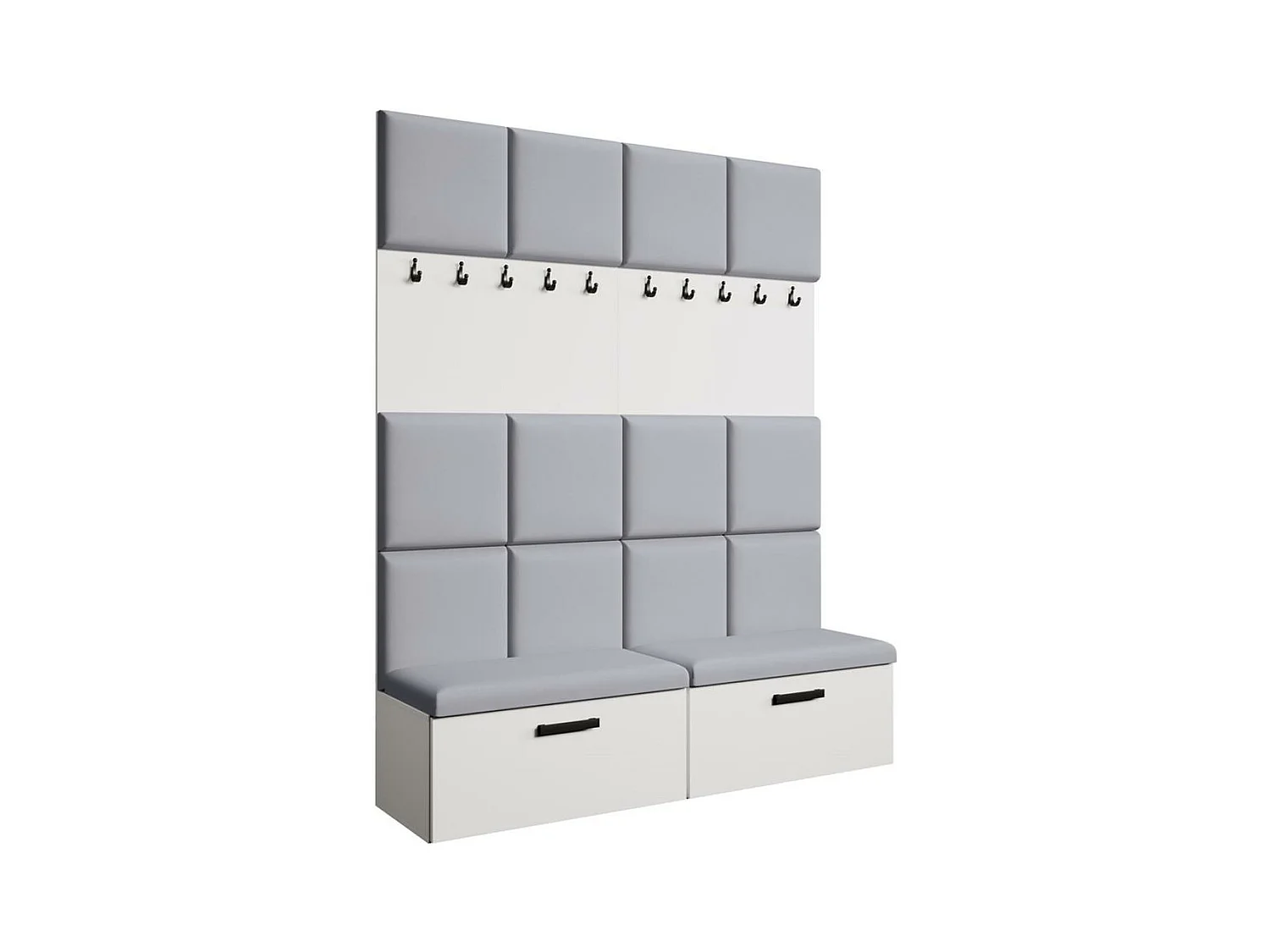 GARDEROBE Margaret I+I 162/203/43 mit gepolsterten Paneelen und Schuhschrank